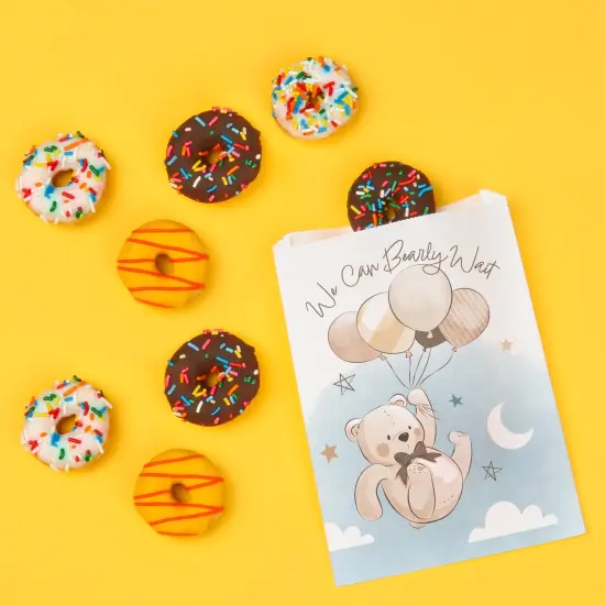 Big Dot of Happiness We Can Bearly Wait Paper Treat Bags, Teddy Bear Baby Shower Candy Bags, Greaseproof White Paper Sandwich Cookie Bags - 25 Count {4}