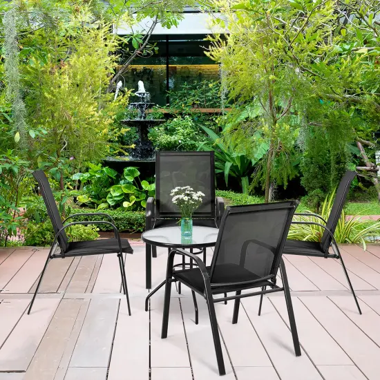 Costway 4PCS Patio Chairs Garden Deck Yard with Armrest Brown/Beige/Gray {2}