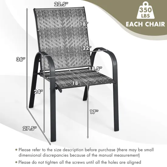 Costway Set of 12 Patio Rattan Dining Chairs Stackable Armrest Garden Mix Gray\Mix Brown {4}