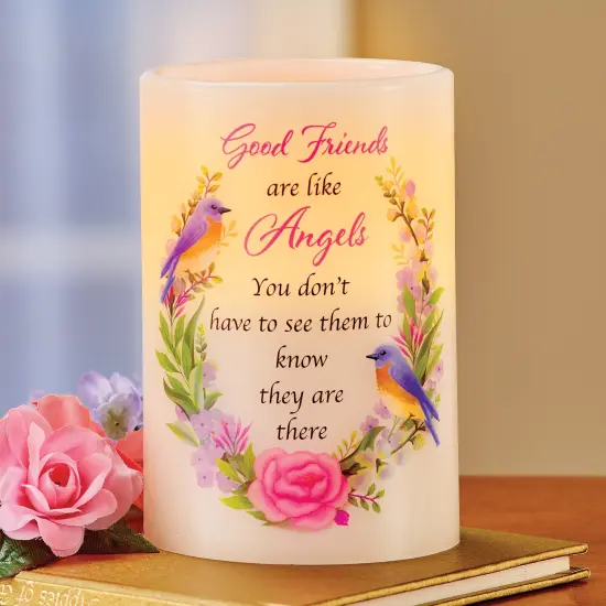 Collections Etc Friends Are Like Angels LED Flameless Candle {1}