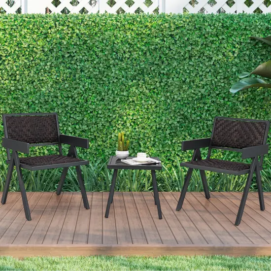 Costway 3 PCS Patio Wicker Chair Set, Rattan Furniture Set with Quick Dry Foam Padding {1}