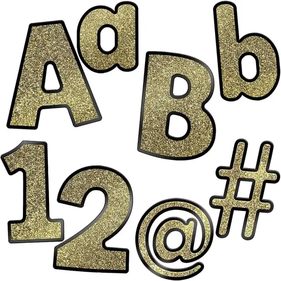 219 Piece 4 Inch Gold Glitter Bulletin Board Letters for Classroom {1}