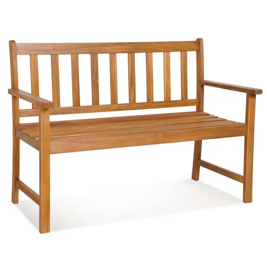 Costway2-Person Slatted Bench Patio Acacia Wood Loveseat 800 Lbs Outdoor Natural {2}
