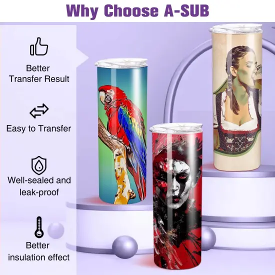 A-SUB 20oz Skinny Sublimation Tumblers - Blank Straight Stainless Steel {4}
