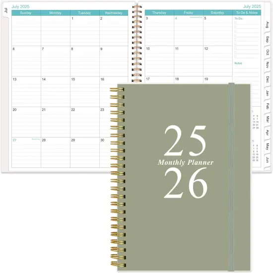 2025-2026 Monthly Planner - 9" x11" - Green {1}