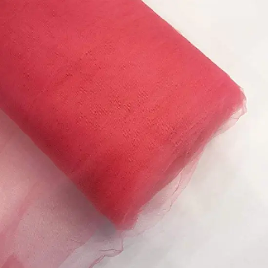 40 Yard Sheer Diamond Net Tulle Fabric Bolt for Wedding Arch Pew Bow Crafts 54 inch Width Coral {1}