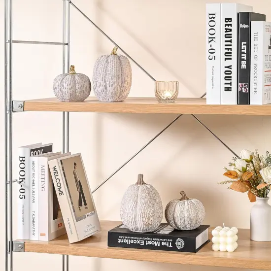 Brown and White Decorative Pumpkins Figurine {3}