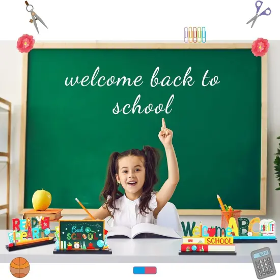 4 Pieces Back to School Wooden Table Centerpiece Decor {5}