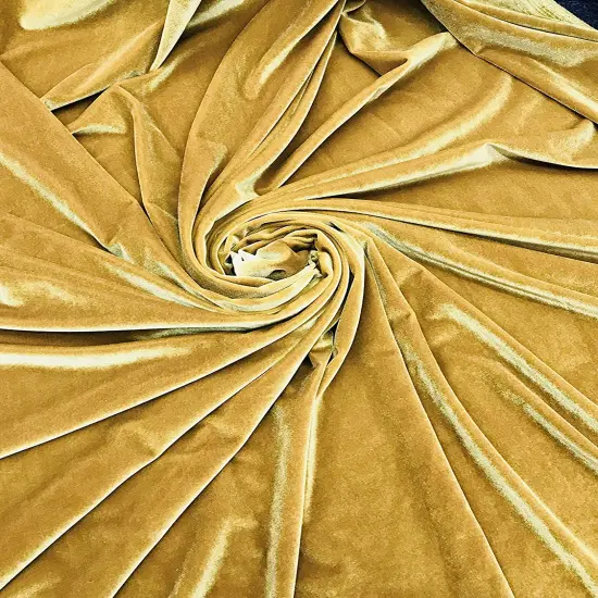 1 Yard Stretch Velvet Fabric Luxury Soft 4-Way Stretch Fashion Costume 58/60" Width Gold {1}