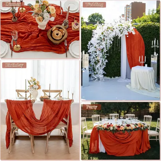 Cheesecloth Table Runner, Boho Rustic {4}