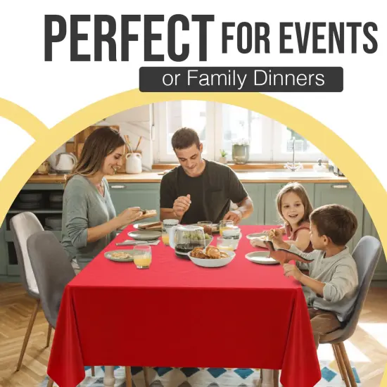 Exquisite 12-Pack Premium Plastic Tablecloth 54in. x 108in. Rectangle Plastic Table Cover Red {6}