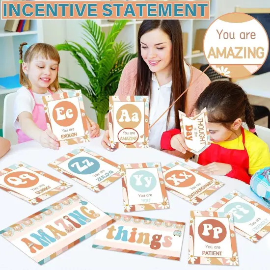 Retro Groovy Boho Daisy Floral Alphabet Posters {5}