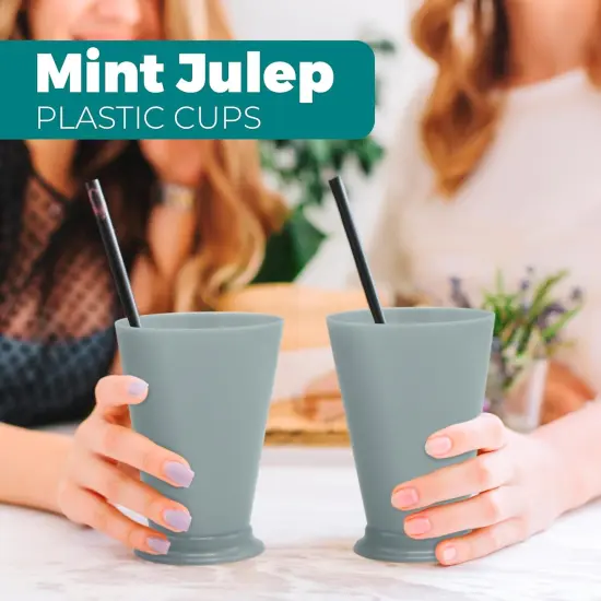 4E's Novelty Mint Julep Plastic Cups 12 Pack 10 Oz Bulk - for Kentucky Themed Derby Party Supplies Decorations Kids Table Centerpiece Horse Racing Birthday Tableware {5}
