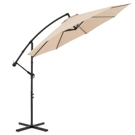 Costway10 FT Patio Offset Umbrella w/8 Ribs Cross Base Tilt {9}