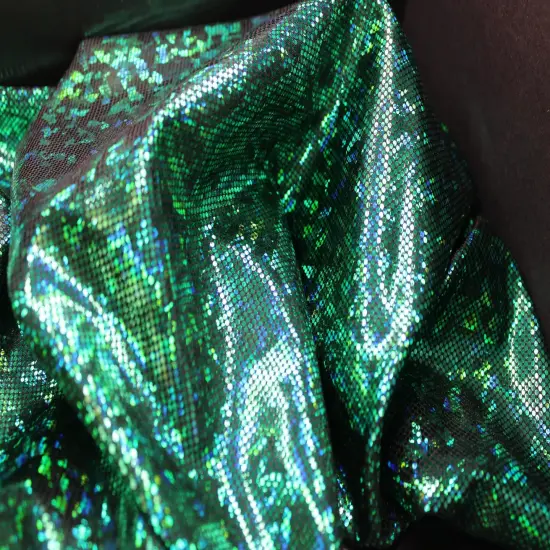 1 Yard Shattered Glass Spandex Fabric for Costumes Dancewear Leggings Activewear Projects (58"/60" )Inches Wide Kelly Green {7}