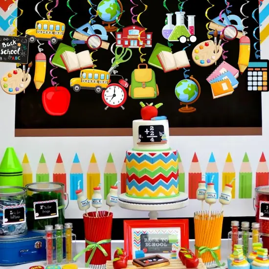 Back To School Hanging Swirls Decorations 30 Pack {2}