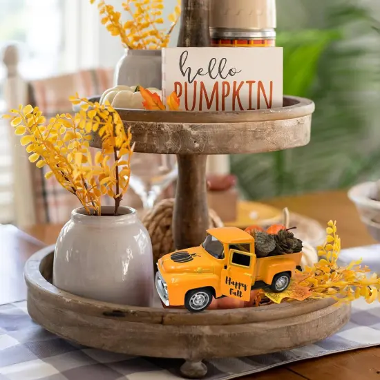 Truck with Mini Fake Pumpkins Fall Decor - Pumpkin Orange {5}