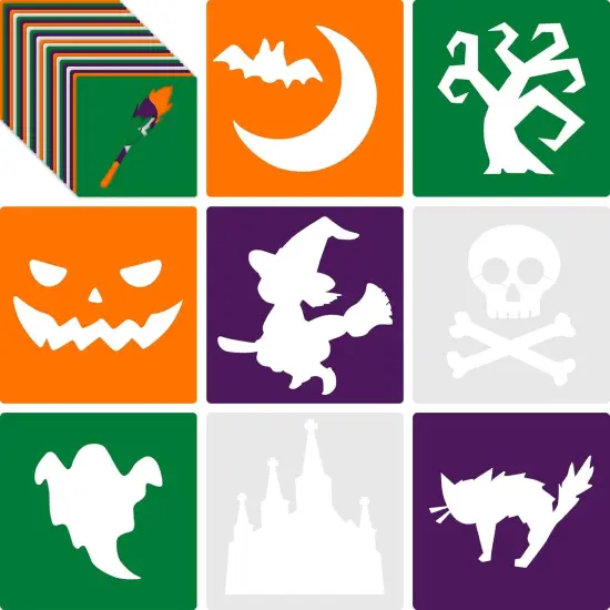 24 Pieces Halloween Stencils for Kids 8 Inches(Novel Style) {1}