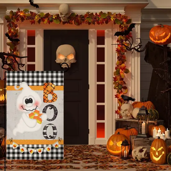 Halloween Ghost Boo Garden Flag 12x18Inch(Gray) {3}