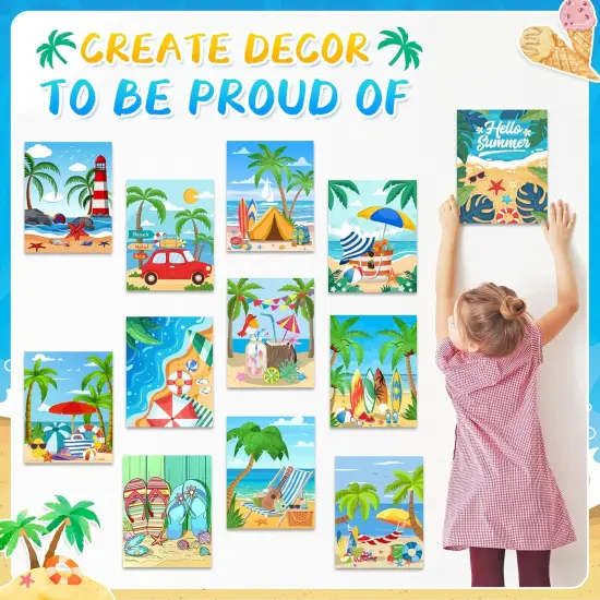 12 Pack Pre Drawn Canvas to Paint - 8x10 Inch (Summer Beach) {2}