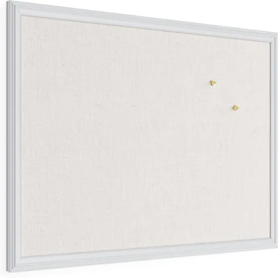 Linen Covered Corkboard with White Wood Frame(White) {2}