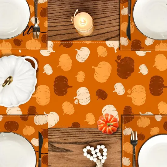 Set of 4 Fall Orange Pumpkin Placemats - 12x18 Inch (Orange) {2}