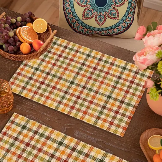 4 Pieces Fall Buffalo Plaid Placemats 12x18 Inch(Fall Plaid-1) {6}