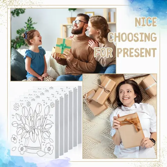 6 Pcs Pre Drawn Canvas Paint Kit - 6 Inch (Floral Style) {4}