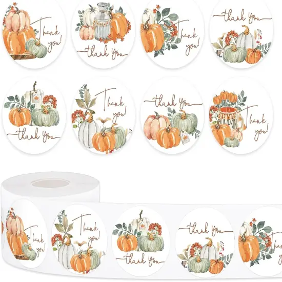 500Pcs Fall Thank You Stickers Watercolor {1}