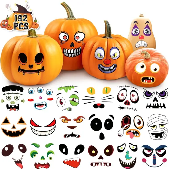 Pumpkin Face Stickers Halloween {1}