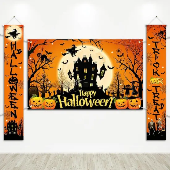 3Pcs Trick or Treat Porch Signs - Halloween Decorations {1}