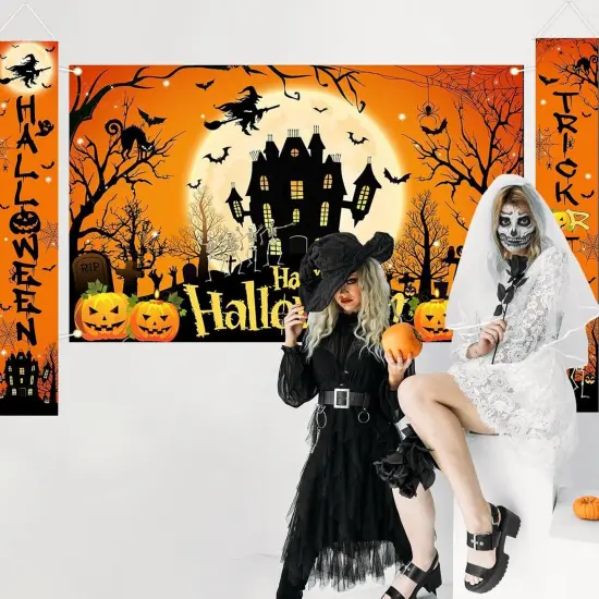 3Pcs Trick or Treat Porch Signs - Halloween Decorations {5}