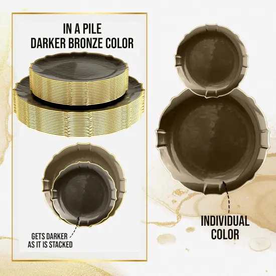 Trendables Plastic Plates for Party Fancy Plastic Dinner Plates For Guest 7.5 inch Dessert Plates & 10 Inch Thin Delicate Disposable Dinnerware Charger Plate Set {2}