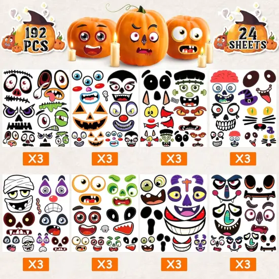 Pumpkin Face Stickers Halloween {2}
