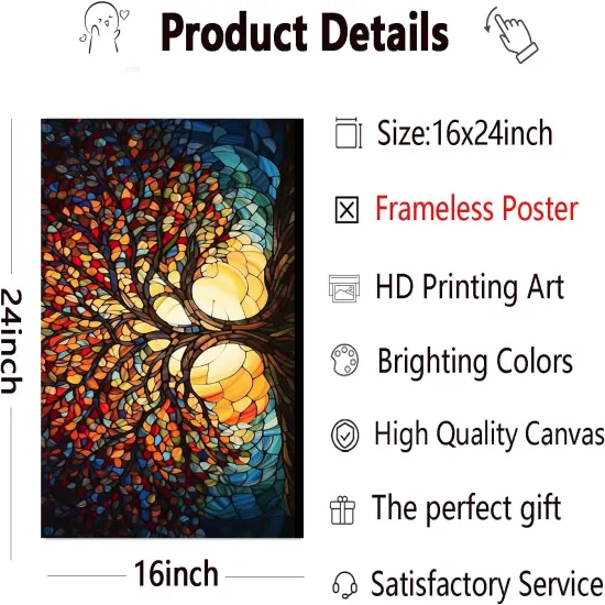 Abstract Tree of Life Wall Art Colorful Modern Canvas Poster Fantasy Landscape Print Blooming Tree Painting Colorful Tree of Life Canvas Wall Art Modern Abstract Texture Tree Pictures 16x24in No Frame {3}