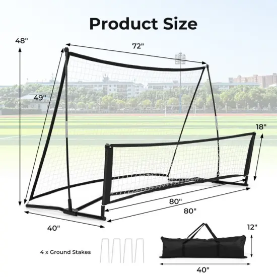 2-in-1 Dual-Sided Soccer Re bounder Net &ndash; Portable Trainer with Fiberglass Frame & Carry Bag {6}