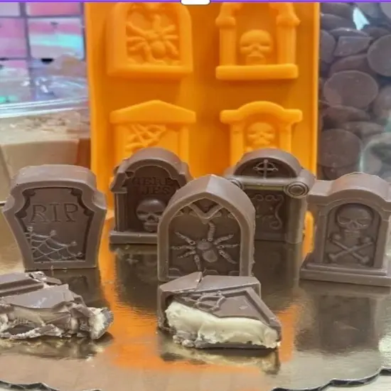 Halloween Tombstone Silicone Chocolate Mold 6 cavity {2}