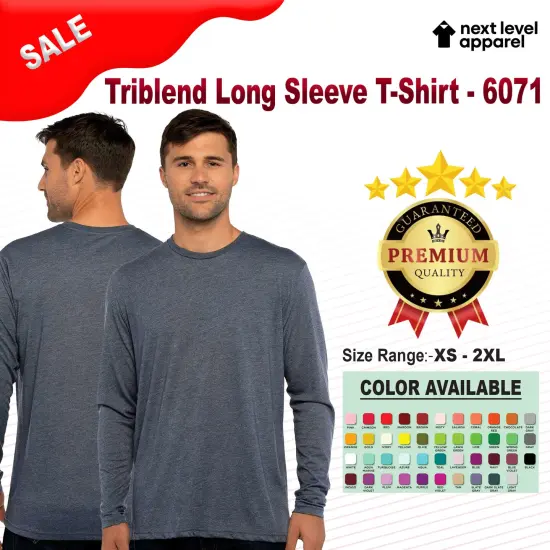 Next Level&reg; Triblend Crewneck Long Sleeve T-Shirt Vintage navy {2}