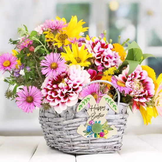 Wooden Rabbit Ornaments to Paint Easter Decoration Cutouts Unfinished 24PCS 3.5 x 3 inches, DIY Blank Bunny Unfinished Wood Discs Ornament for Home Crafts Hanging Spring Decoration {4}