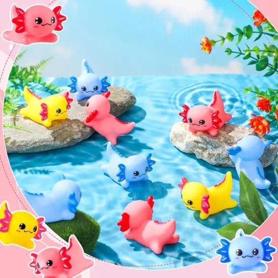 30 Pcs Axolotl Rubber Ducks - Pink, Yellow, Blue {4}