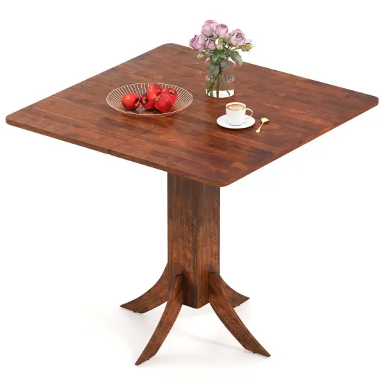 Costway Square Dining Table with Pedestal Base 33" Wooden Kitchen Table for 2-4 People {1}