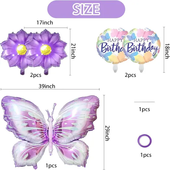 Butterfly Birthday Party Decorations Foil Balloons {2}