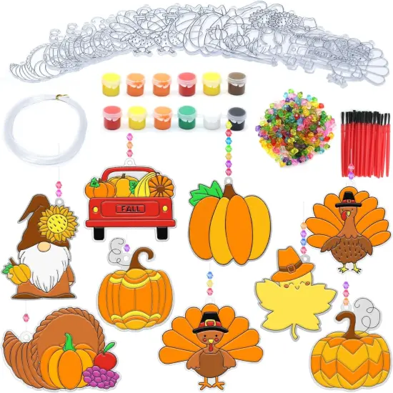 27 Sets Thanksgiving Craft Kits DIY Window Paint Art Suncatchers Craft Kits {1}