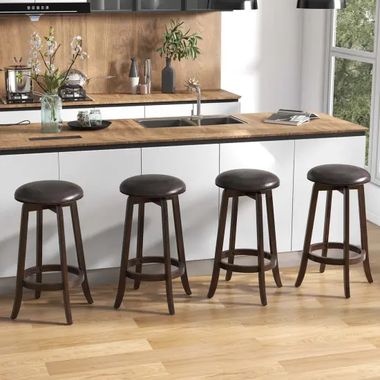 Costway 29" Counter Height Stools Set of 2/4 with 360&deg; Swivel Round Seat & Footrest {2}