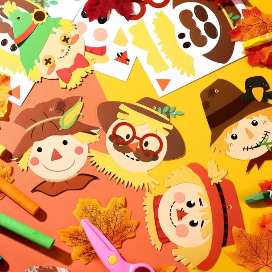 24 Pieces Fall Scarecrow Head Craft Kits {3}