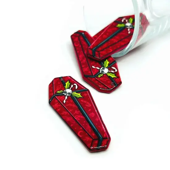 Red Creepy Christmas Coffin Charms, 52x25mm {1}