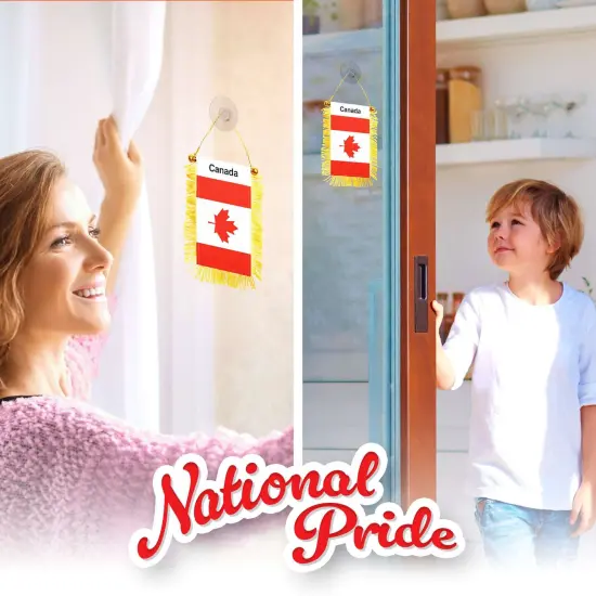 G128 2 Pack: Canada Canadian Fringy Flag | 3x5IN | Fringy Hanging Double Sided Flag with Suction Cup, Window and Car Rearview Mirror Decor {6}