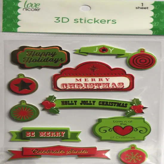 Love Nicole Happy Holidays Dimensional Stickers {1}