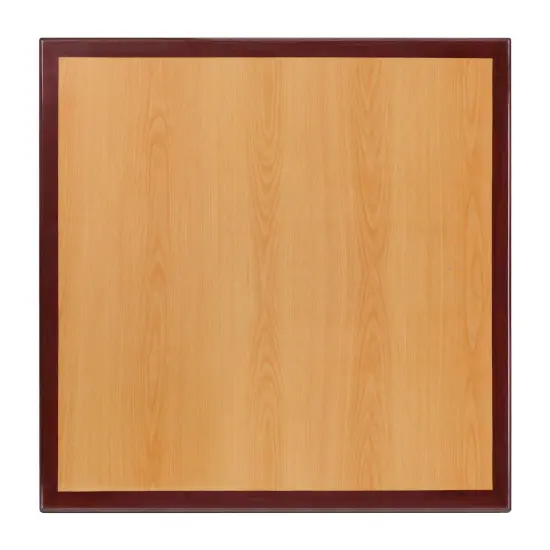 Emma and Oliver 30" Square 2-Tone High-Gloss Resin Table Top with 2" Thick Drop-Lip Cherry/Mahogany {1}