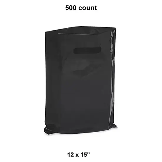 Classy 12 x 15" Die Cut Handle Bags for Black {1}